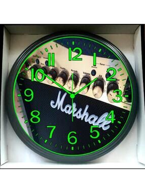 Marshall Amplifier Wall Clock with Green Accents